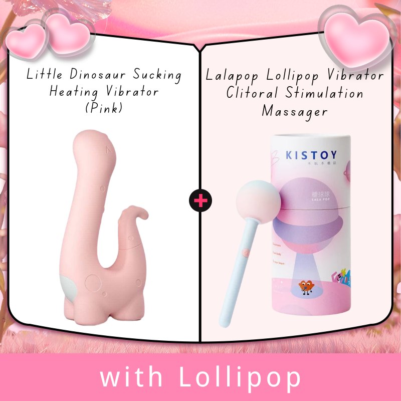 Pink dinosaur shaped suction and heating vibrator