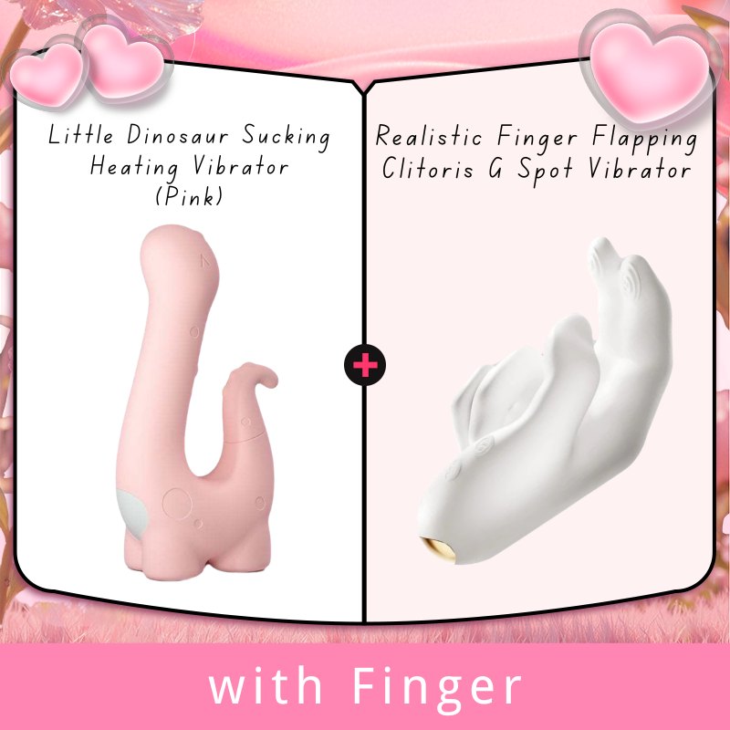Pink dinosaur shaped suction and heating vibrator