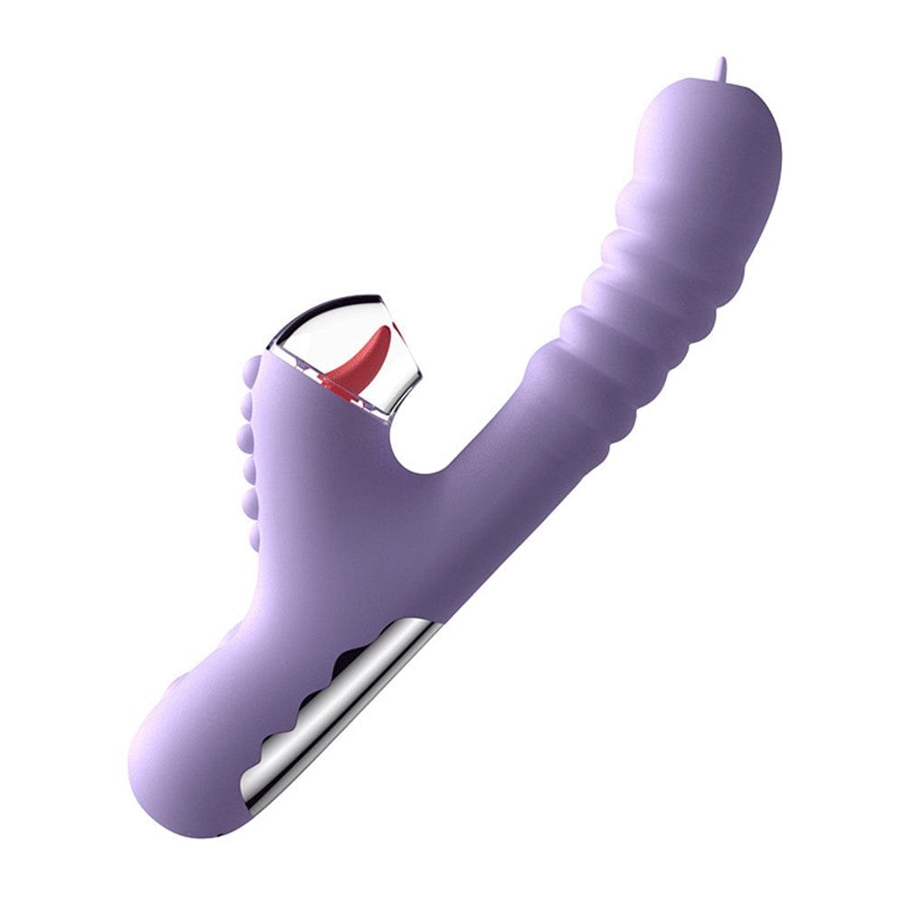 Purple dinosaur-inspired dual rabbit vibrator