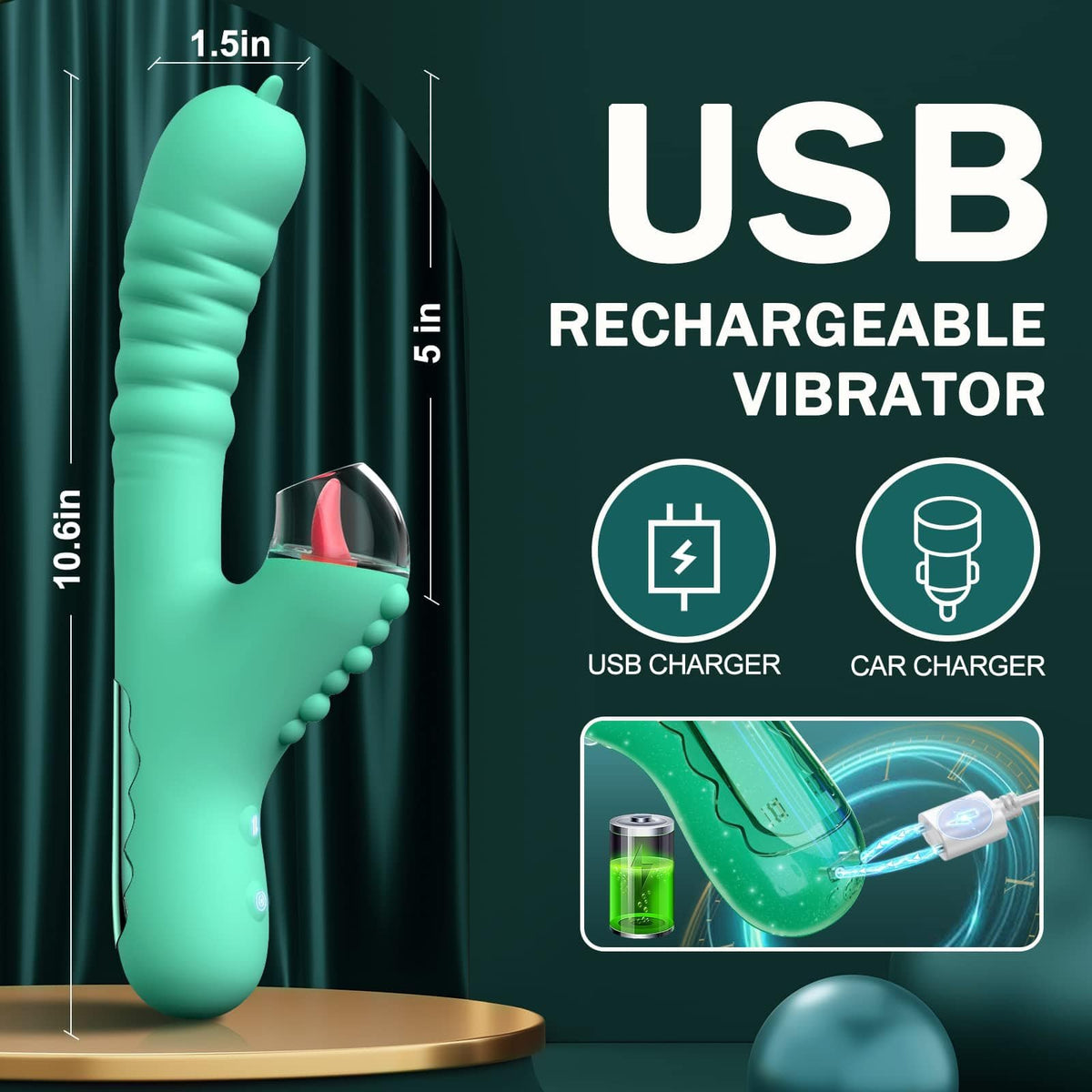 Dinosaur-inspired dual rabbit vibrator, photo 7