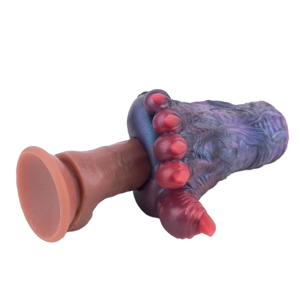 Steel blue dinosaur paw masturbator with crimson claws, photo 3