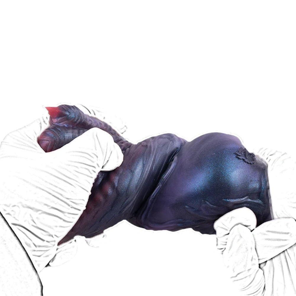Steel blue dinosaur paw masturbator with crimson claws, photo 5