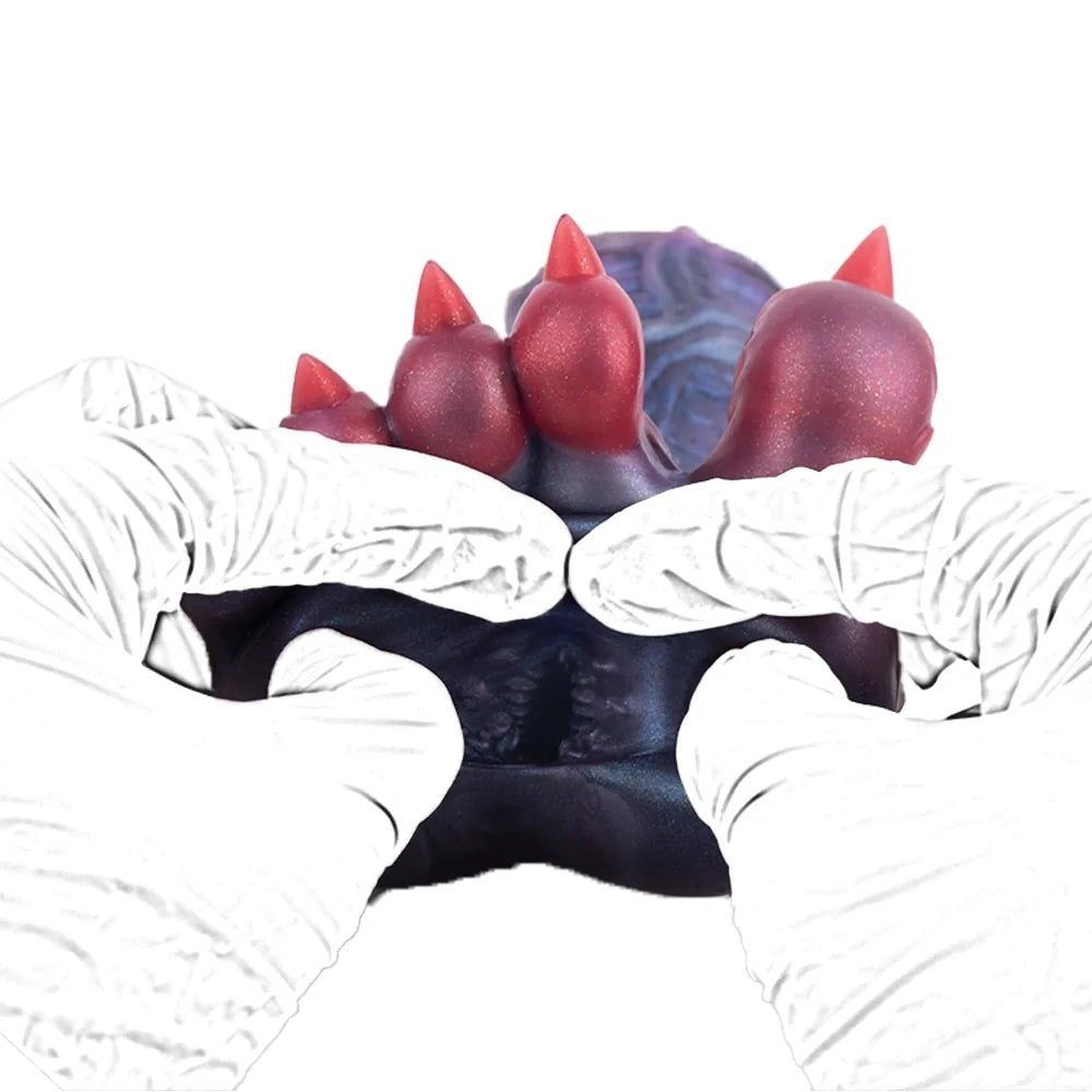Steel blue dinosaur paw masturbator with crimson claws, photo 6