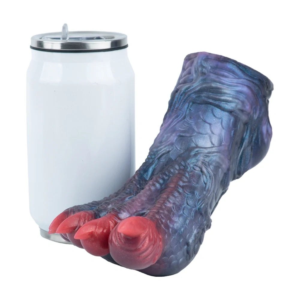 Steel blue dinosaur paw masturbator with crimson claws, photo 7