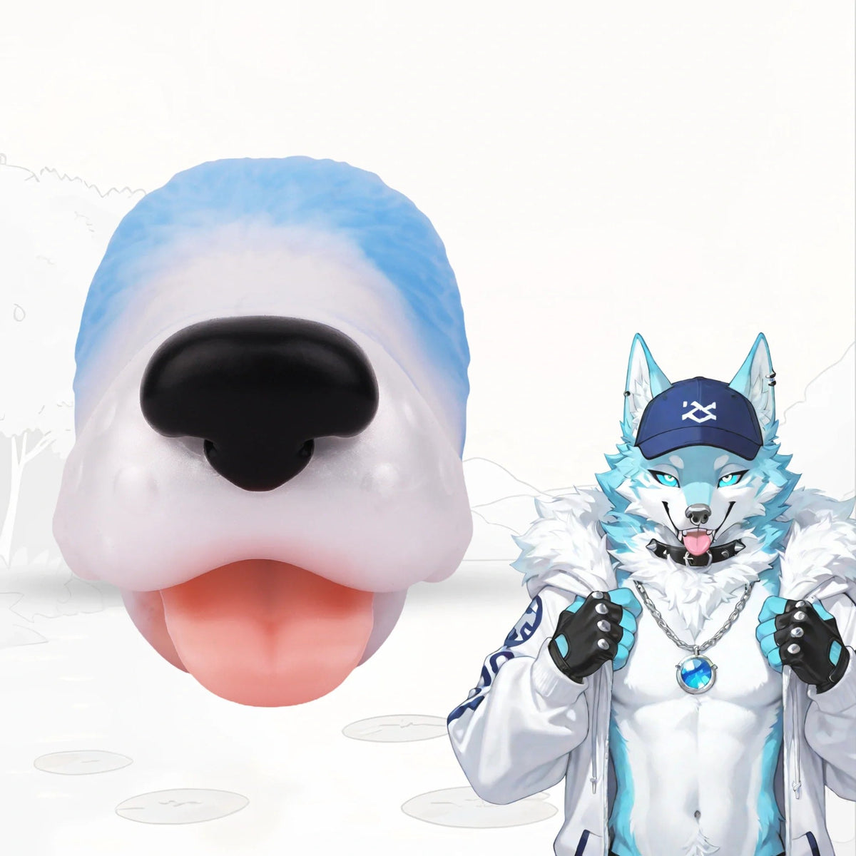 Dog head onahole masturbator with pink tongue, photo 1