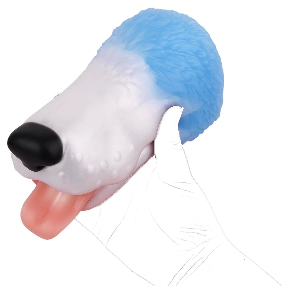 Dog head onahole masturbator with pink tongue, photo 10