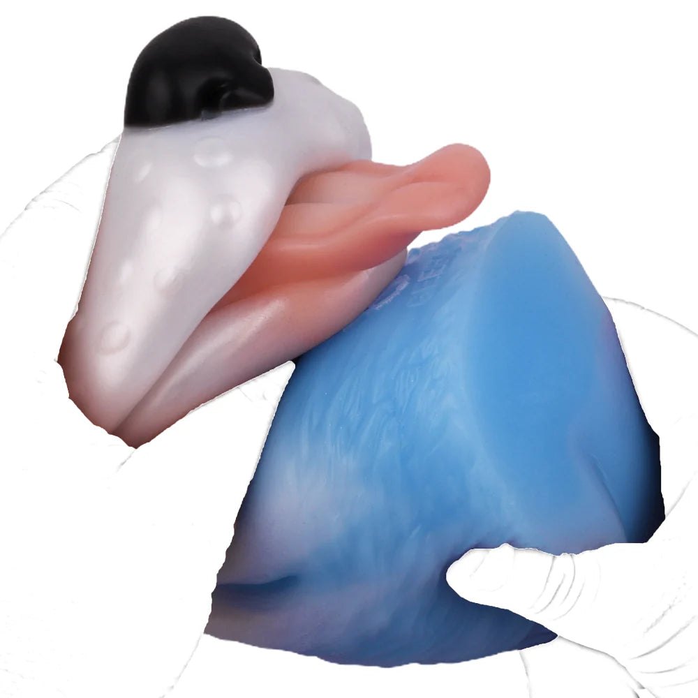 Dog head onahole masturbator with pink tongue, photo 11