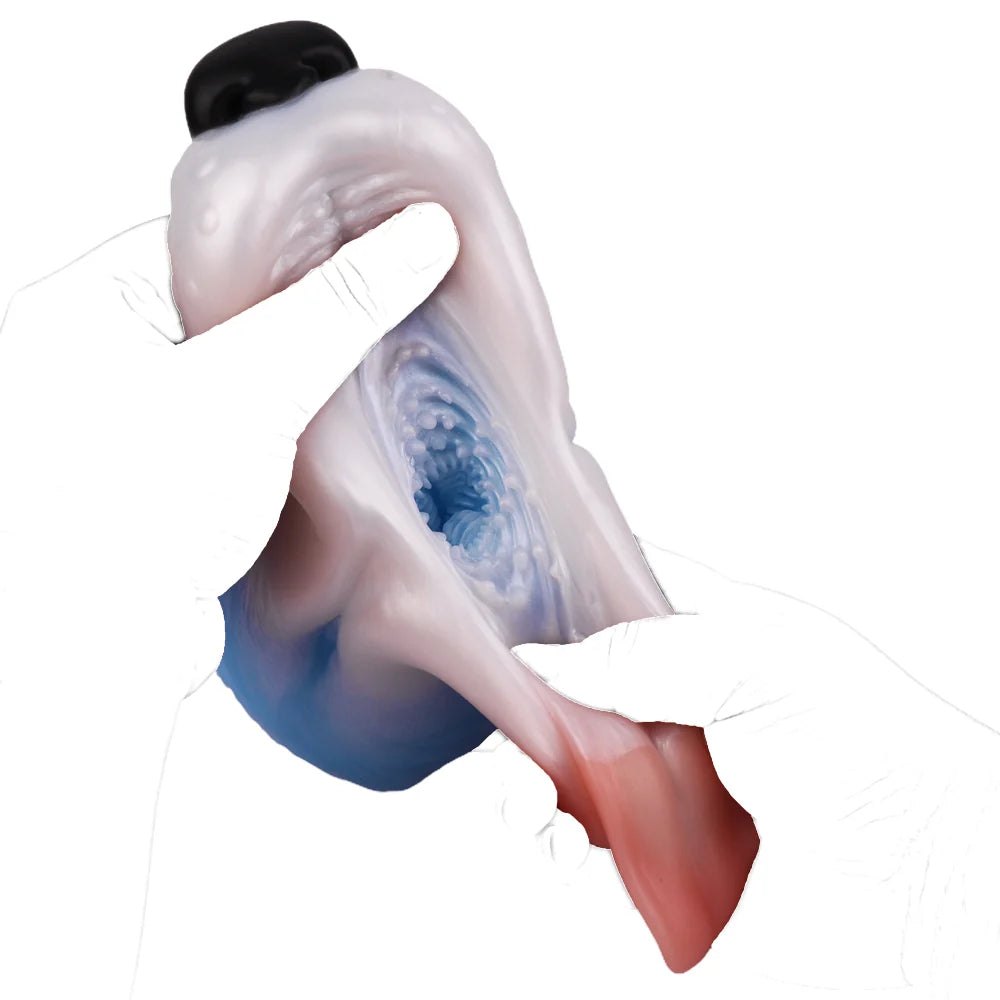 Dog head onahole masturbator with pink tongue, photo 12