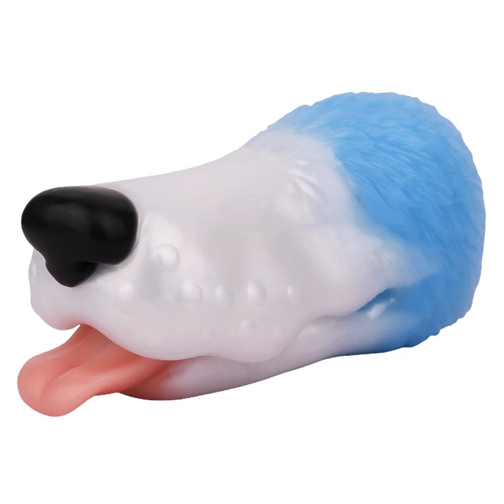 Dog head onahole masturbator with pink tongue, photo 2