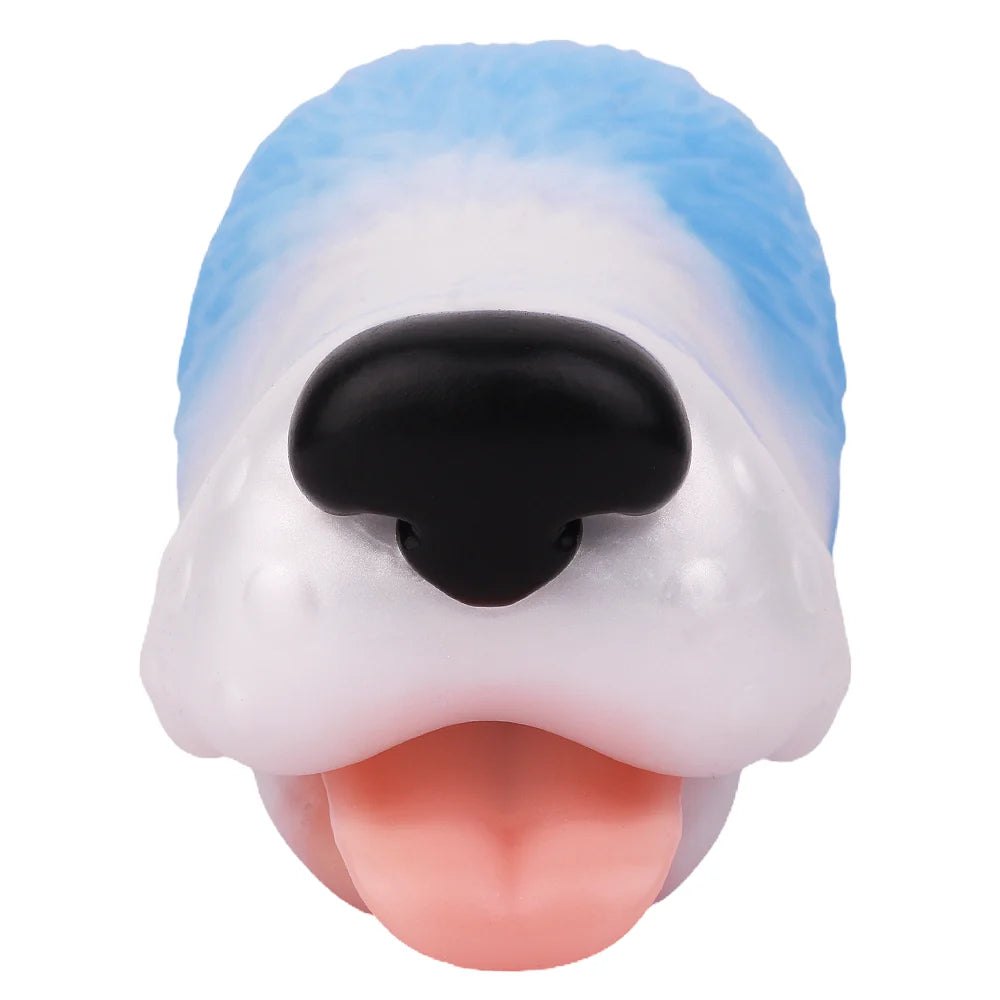 Dog head onahole masturbator with pink tongue, photo 4