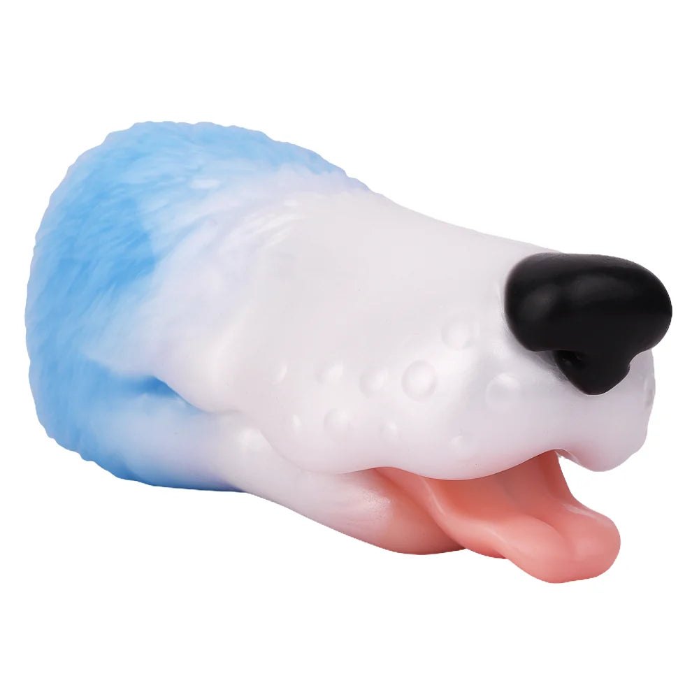 Dog head onahole masturbator with pink tongue, photo 7