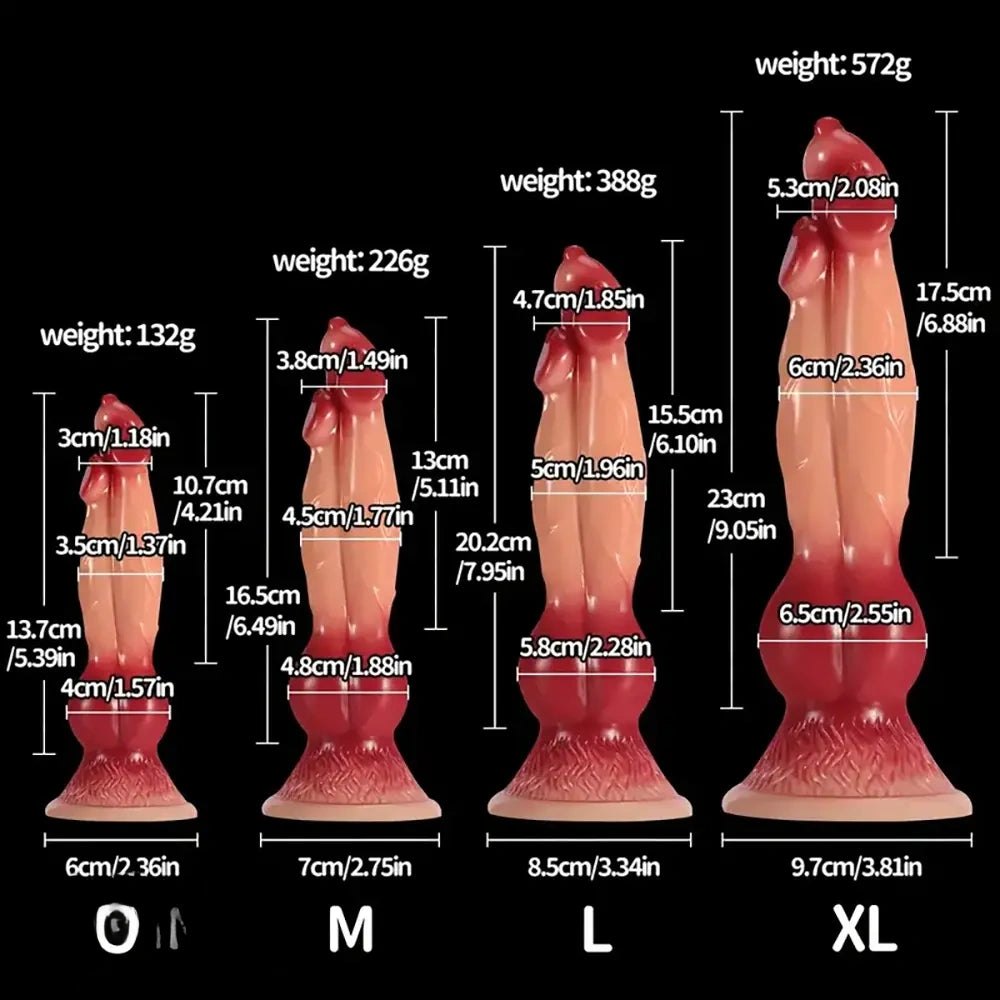 Flesh knotted dog style fantasy dildo