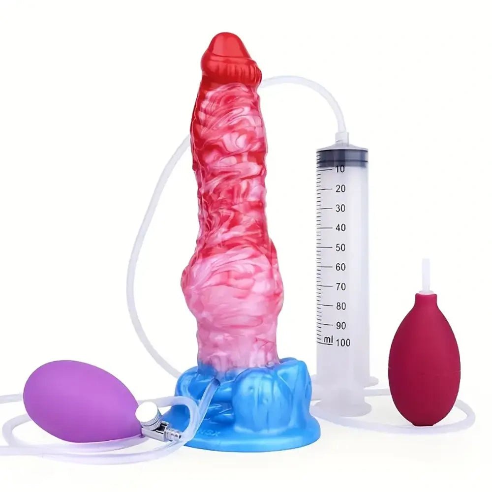 Marbled dog knot silicone dildo, photo 1