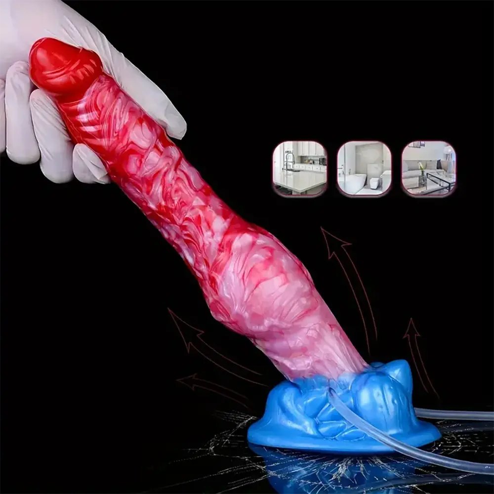 Marbled dog knot silicone dildo, photo 12