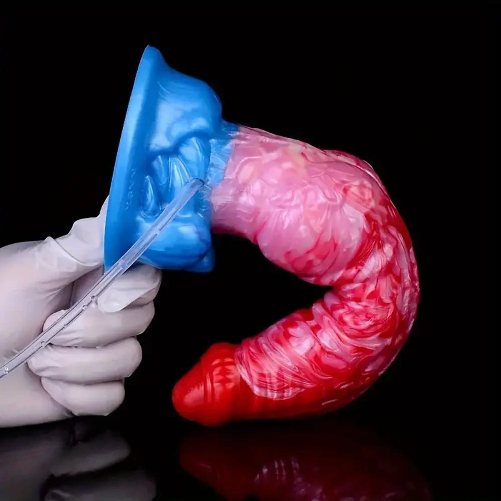 Marbled dog knot silicone dildo, photo 14