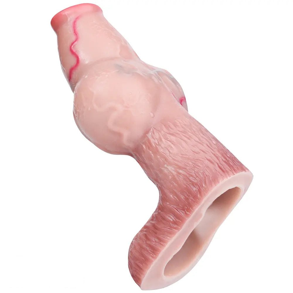 Flesh tone dog knot penis sleeve dildo, photo 14
