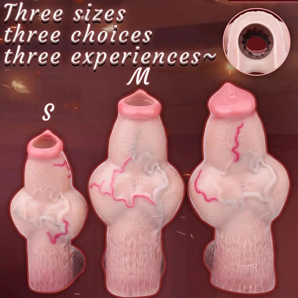 Flesh tone dog knot penis sleeve dildo, photo 5