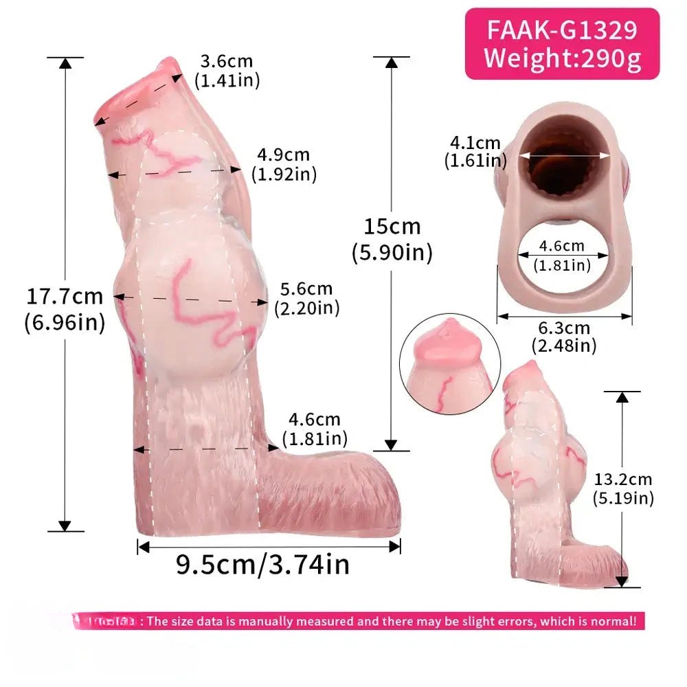 Flesh tone dog knot penis sleeve dildo, photo 9