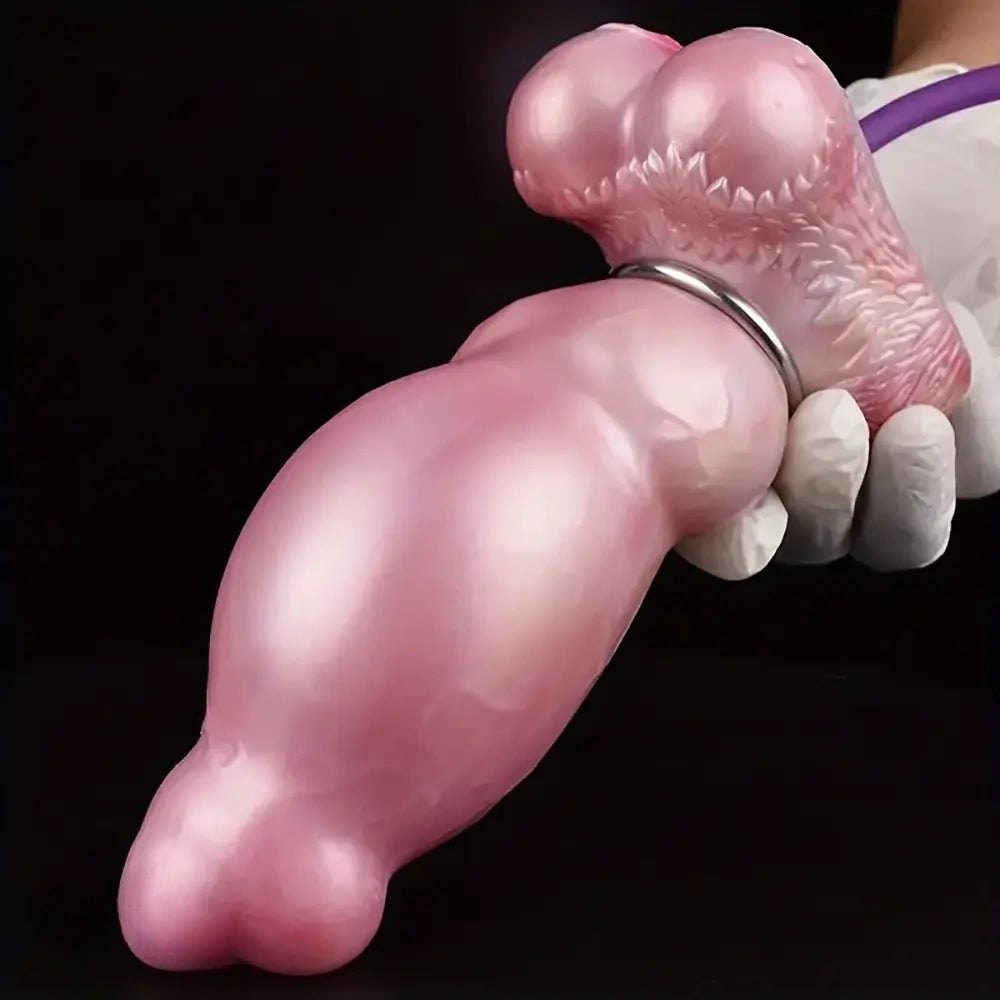 Pink and purple silicone dog knot dildo, photo 3