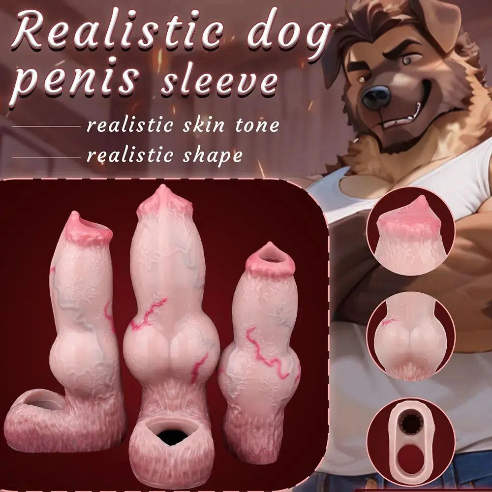 Flesh silicone dog dildo sleeve, photo 2