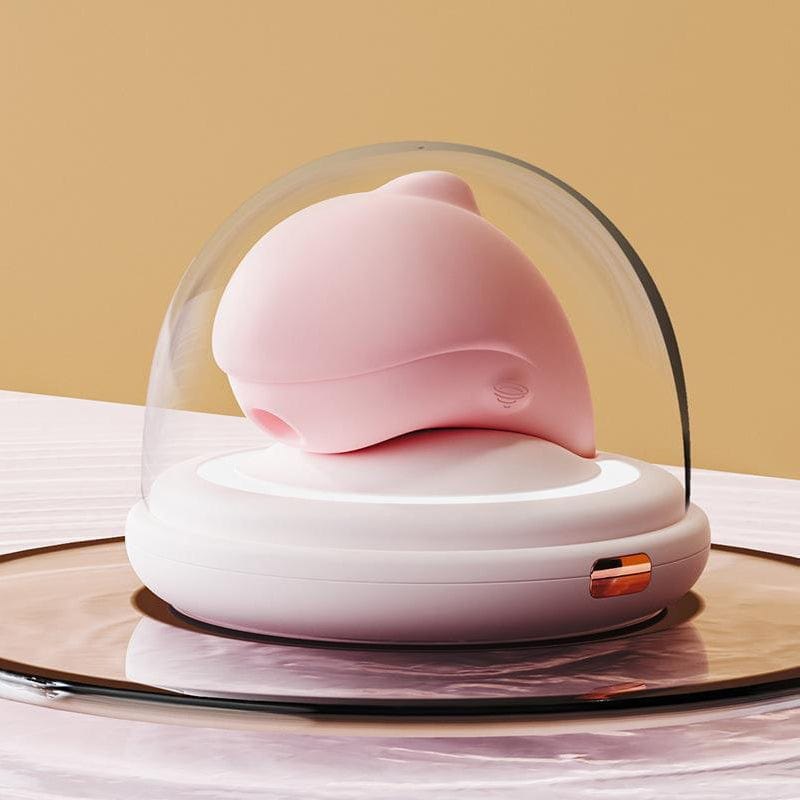 Pink dolphin-shaped clitoral suction vibrator