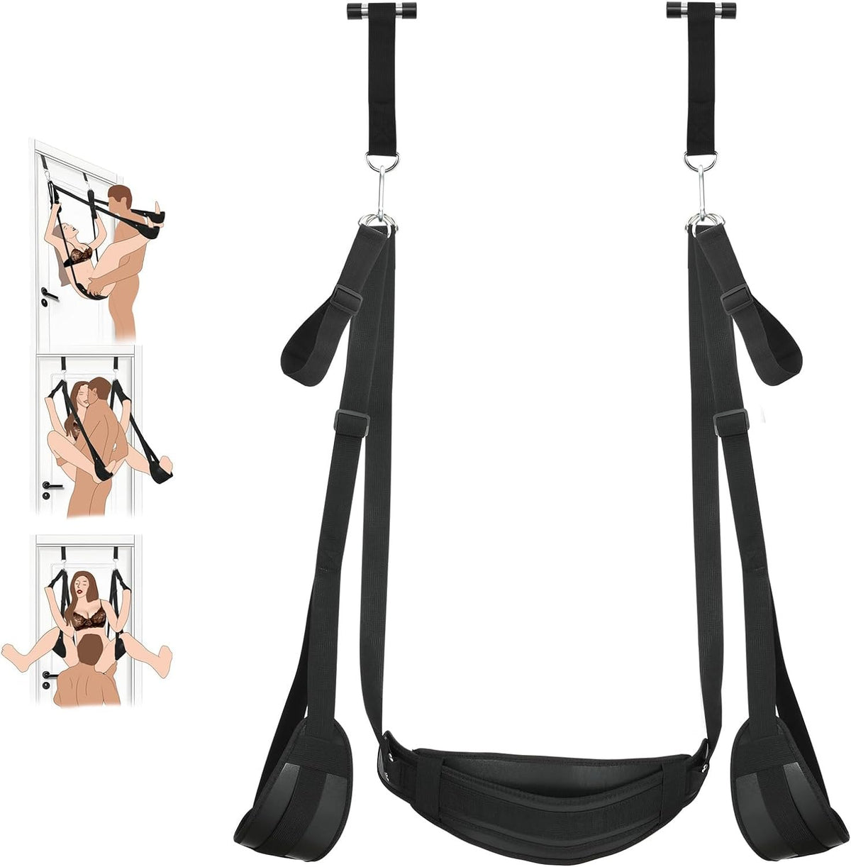 Black door sex swing with adjustable restraints, photo 1