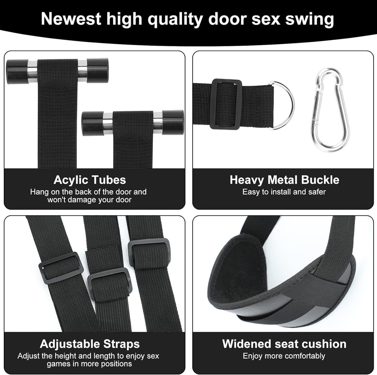 Black door sex swing with adjustable restraints, photo 2