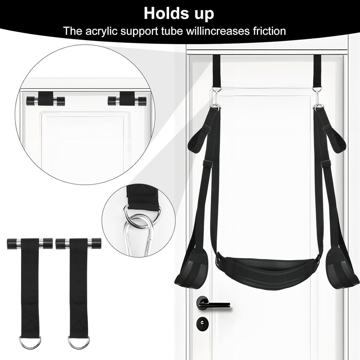Black door sex swing with adjustable restraints, photo 3