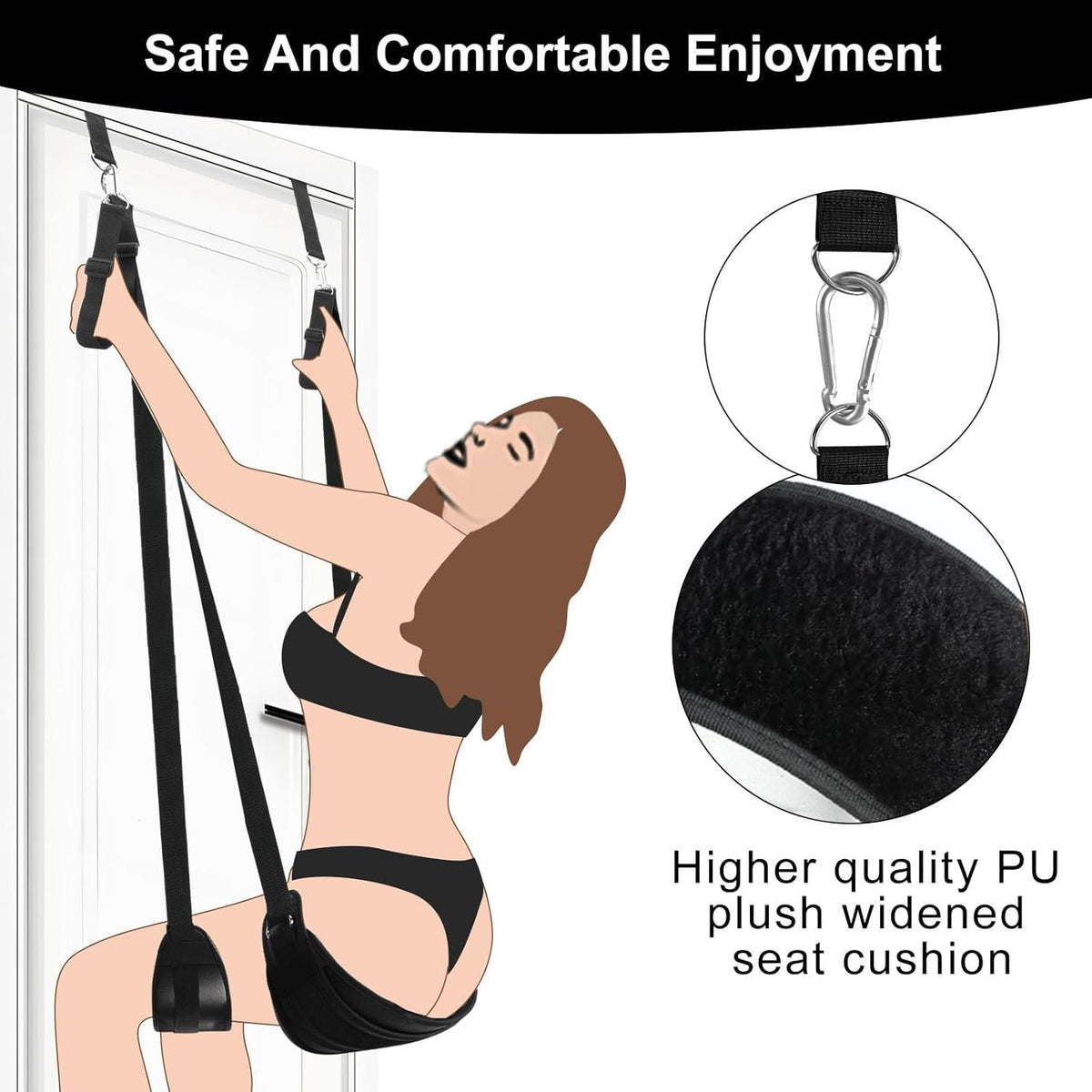 Black door sex swing with adjustable restraints, photo 4