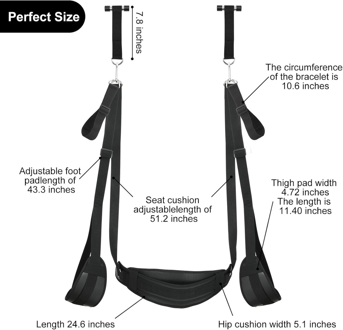 Black door sex swing with adjustable restraints, photo 5
