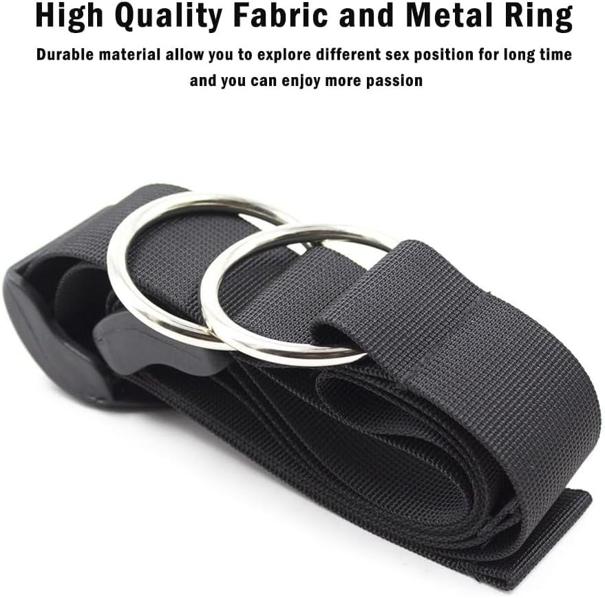Black nylon door swing bondage restraint set with handcuffs, photo 2