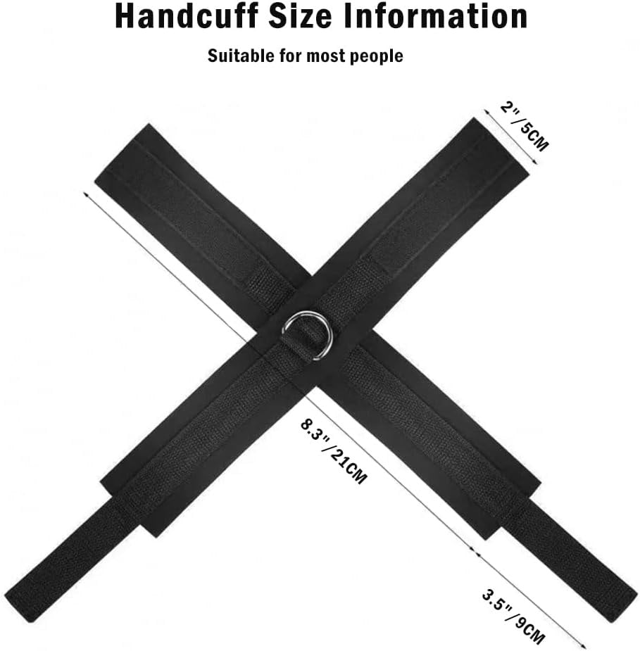 Black nylon door swing bondage restraint set with handcuffs, photo 4