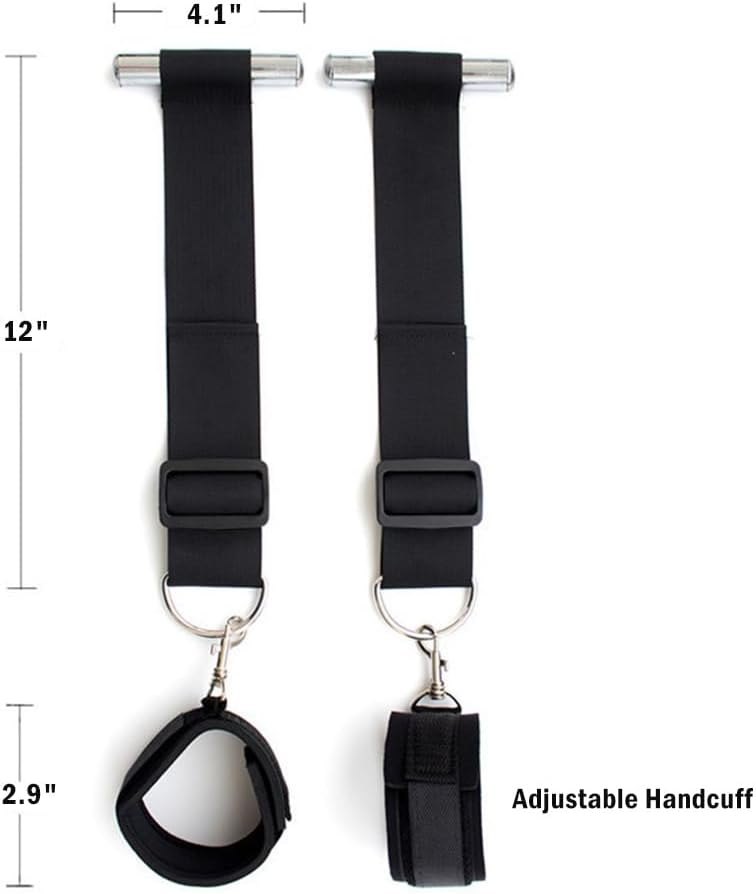 Black nylon door swing bondage restraint set with handcuffs, photo 5