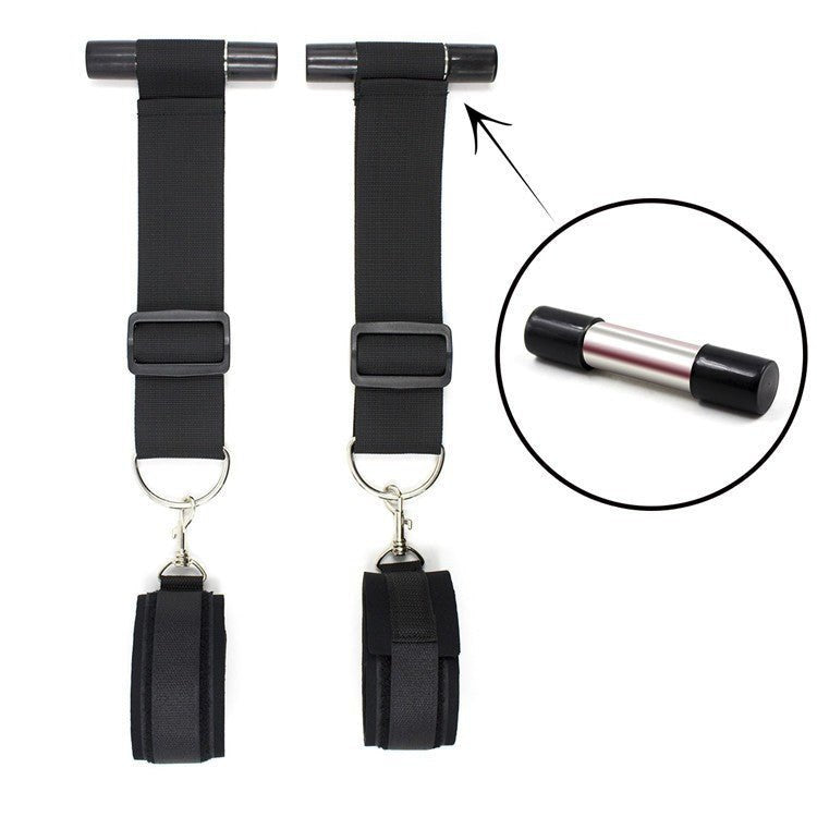 Black nylon door swing bondage restraint set with handcuffs, photo 8