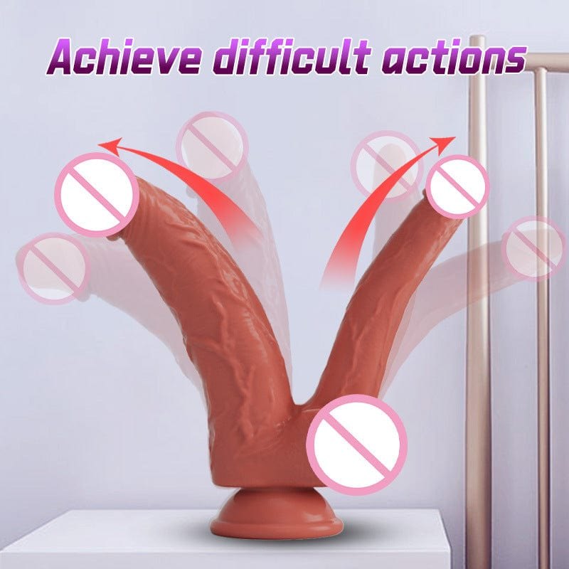 Brown double dildo with suction cup base, photo 3