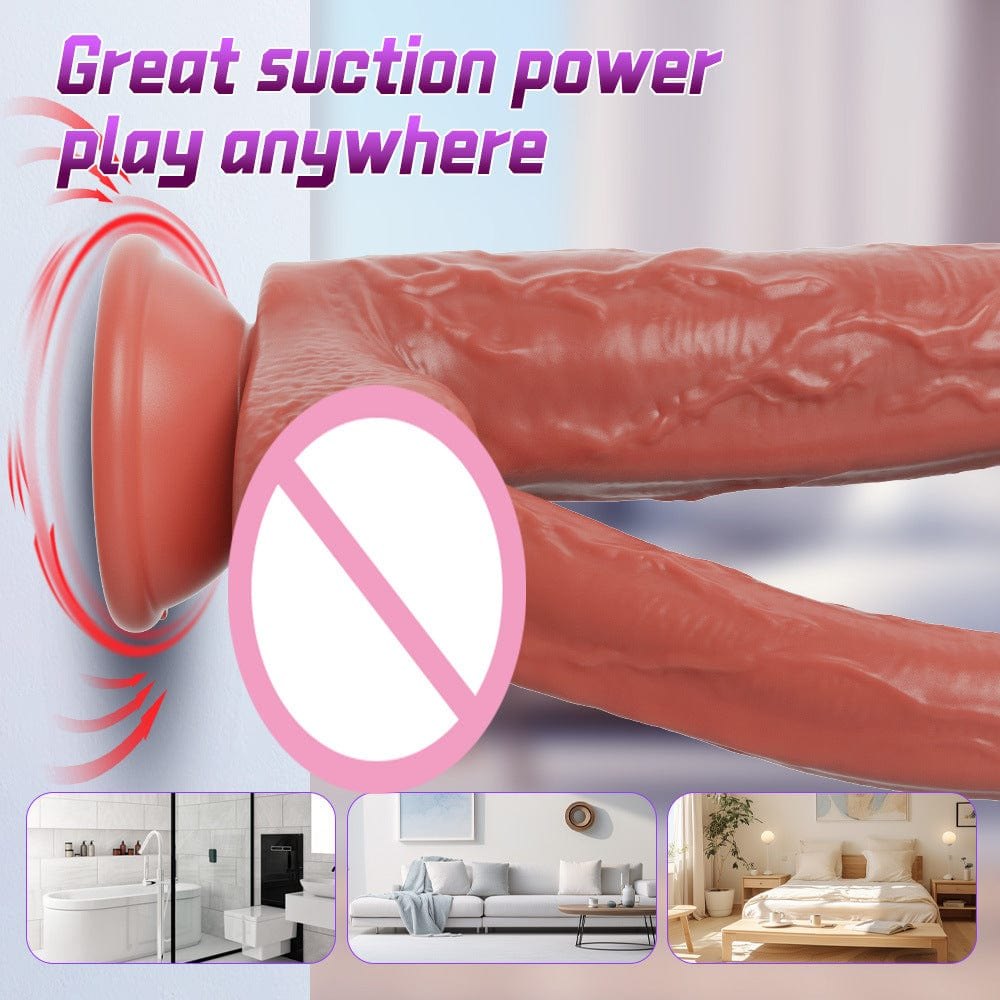 Brown double dildo with suction cup base, photo 5