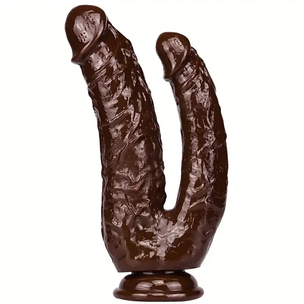 Coffee-brown double-ended dildo, photo 1