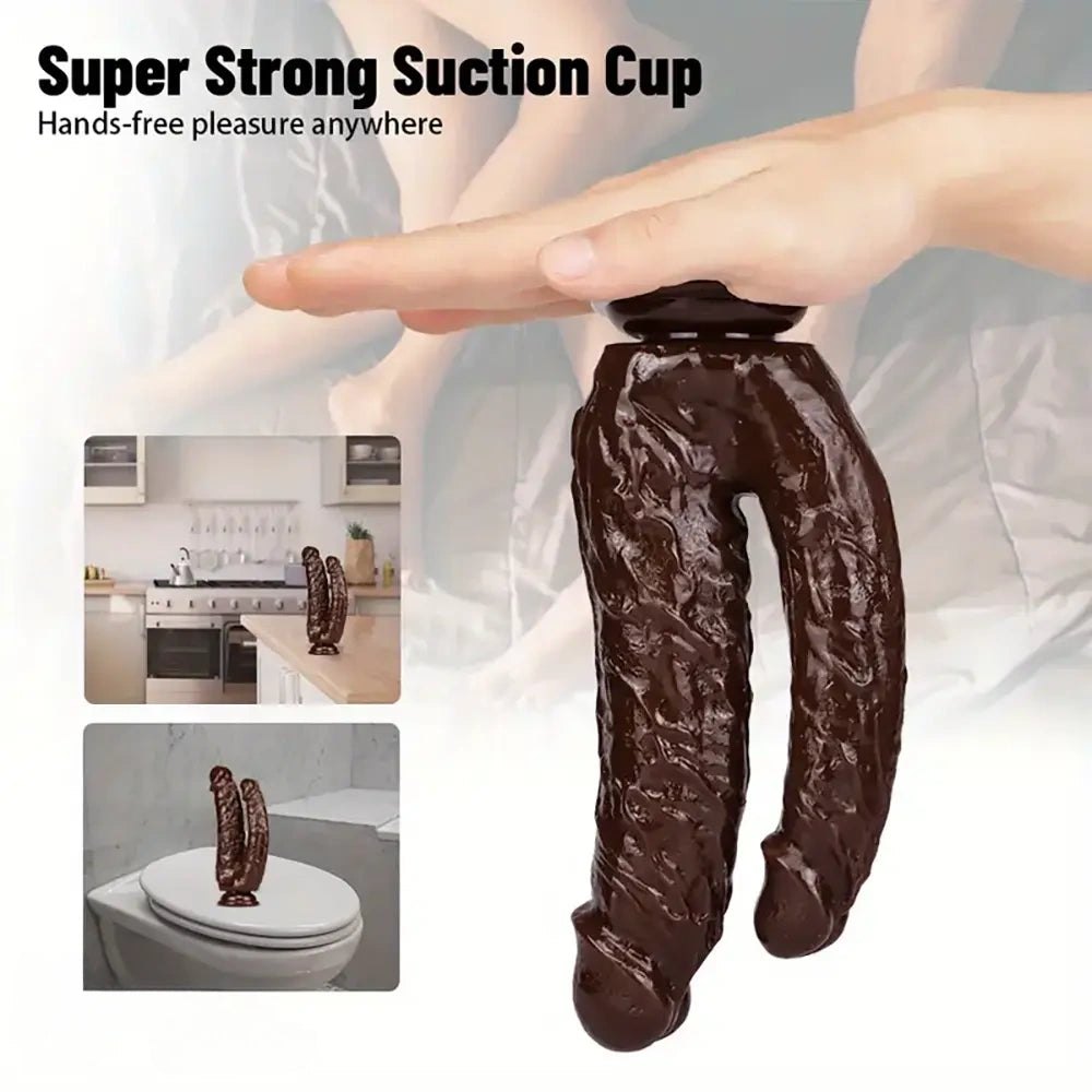 Coffee-brown double-ended dildo, photo 3