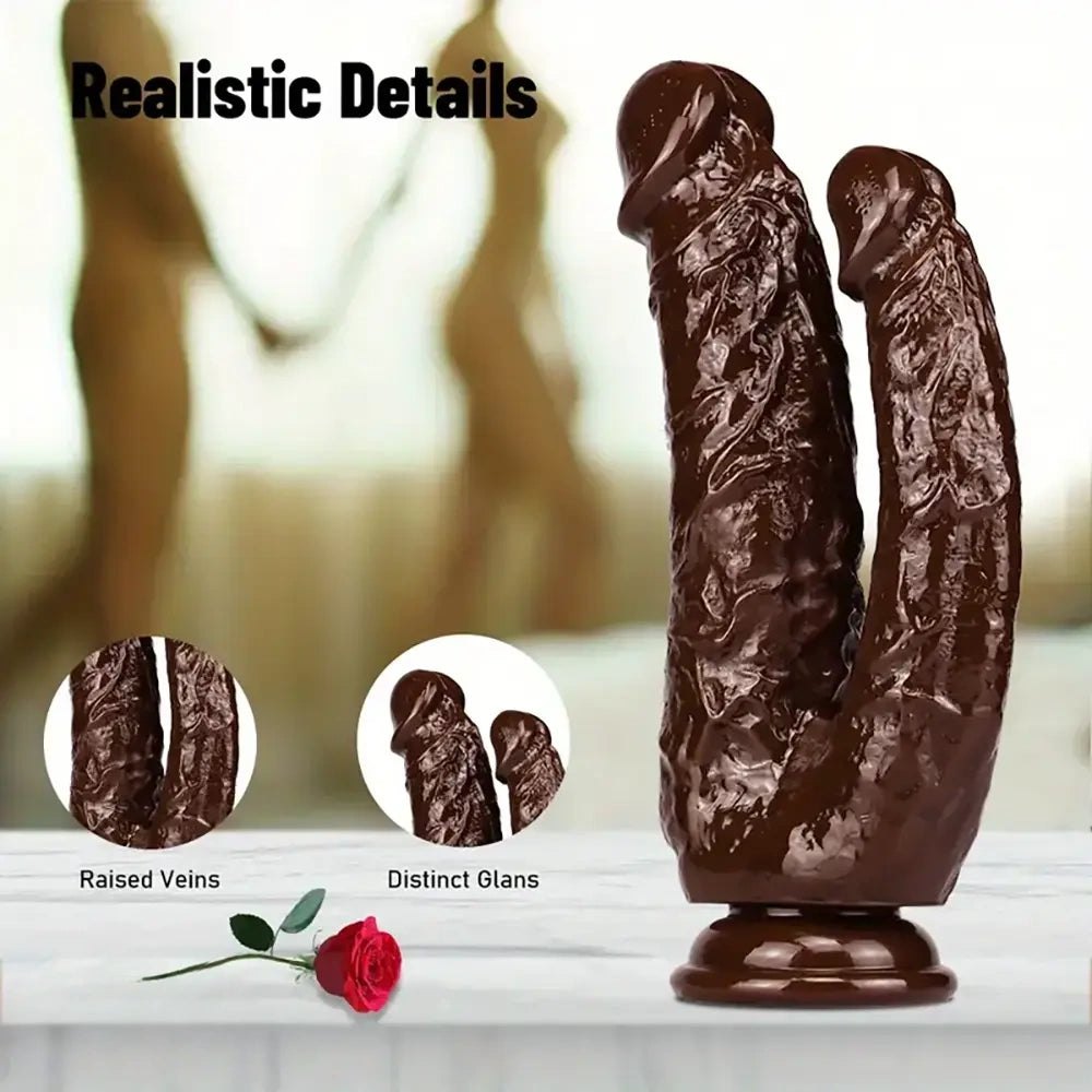 Coffee-brown double-ended dildo, photo 4