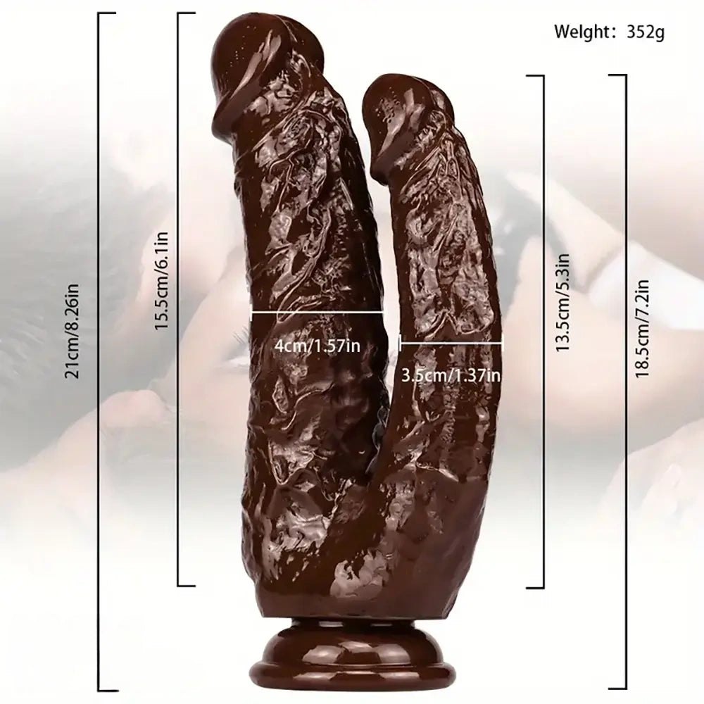 Coffee-brown double-ended dildo, photo 5