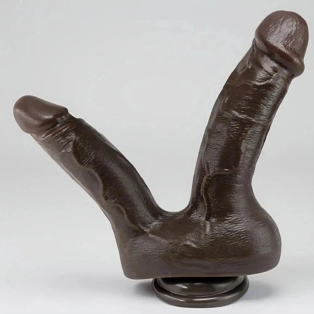 Coffee brown double-ended silicone dildo, photo 1
