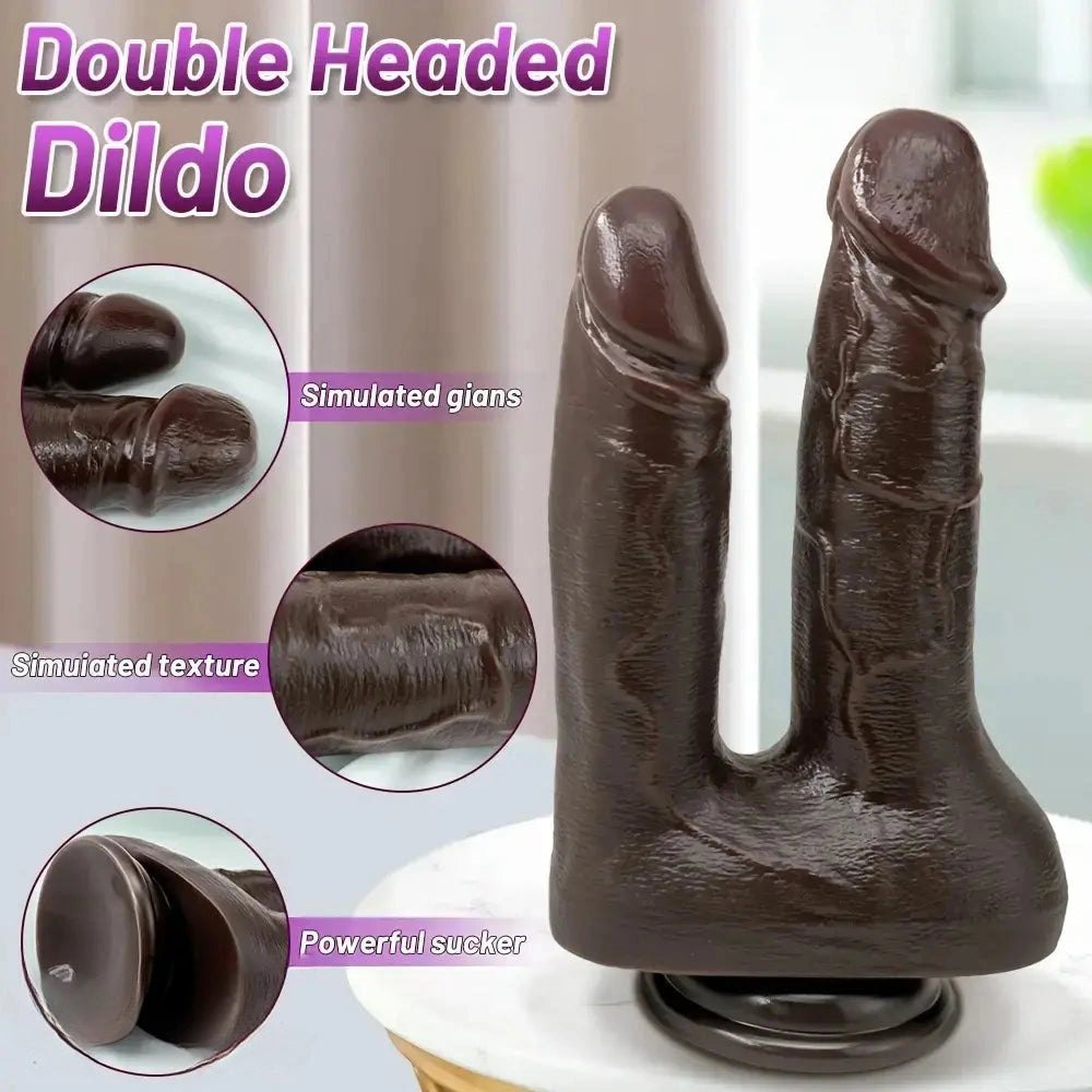 Coffee brown double-ended silicone dildo, photo 10