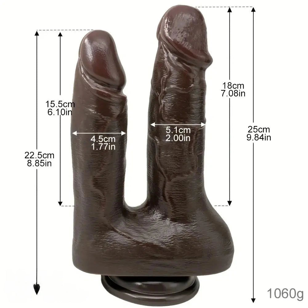 Coffee brown double-ended silicone dildo, photo 11