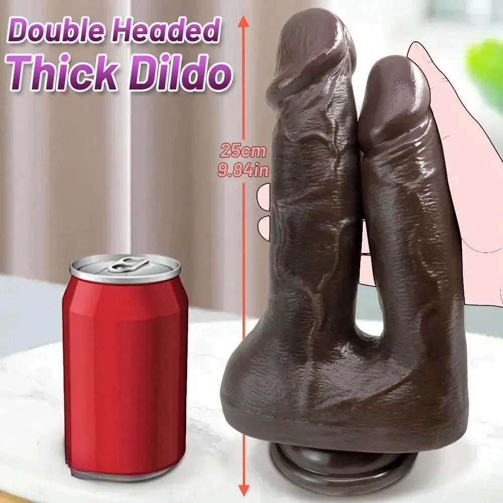 Coffee brown double-ended silicone dildo, photo 12