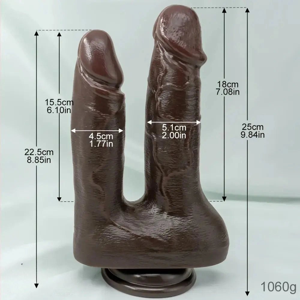Coffee brown double-ended silicone dildo, photo 13