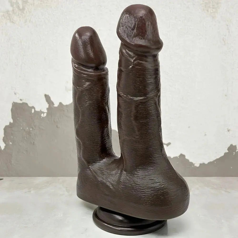 Coffee brown double-ended silicone dildo, photo 14