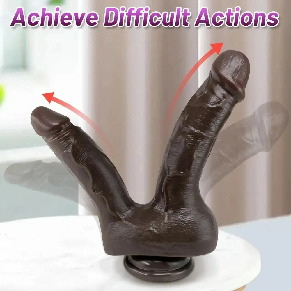Coffee brown double-ended silicone dildo, photo 4