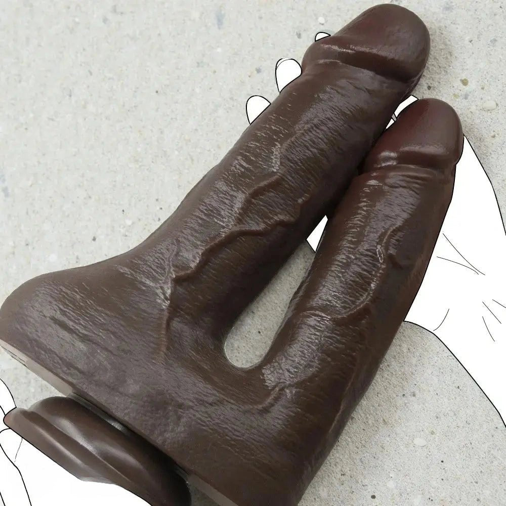 Coffee brown double-ended silicone dildo, photo 7