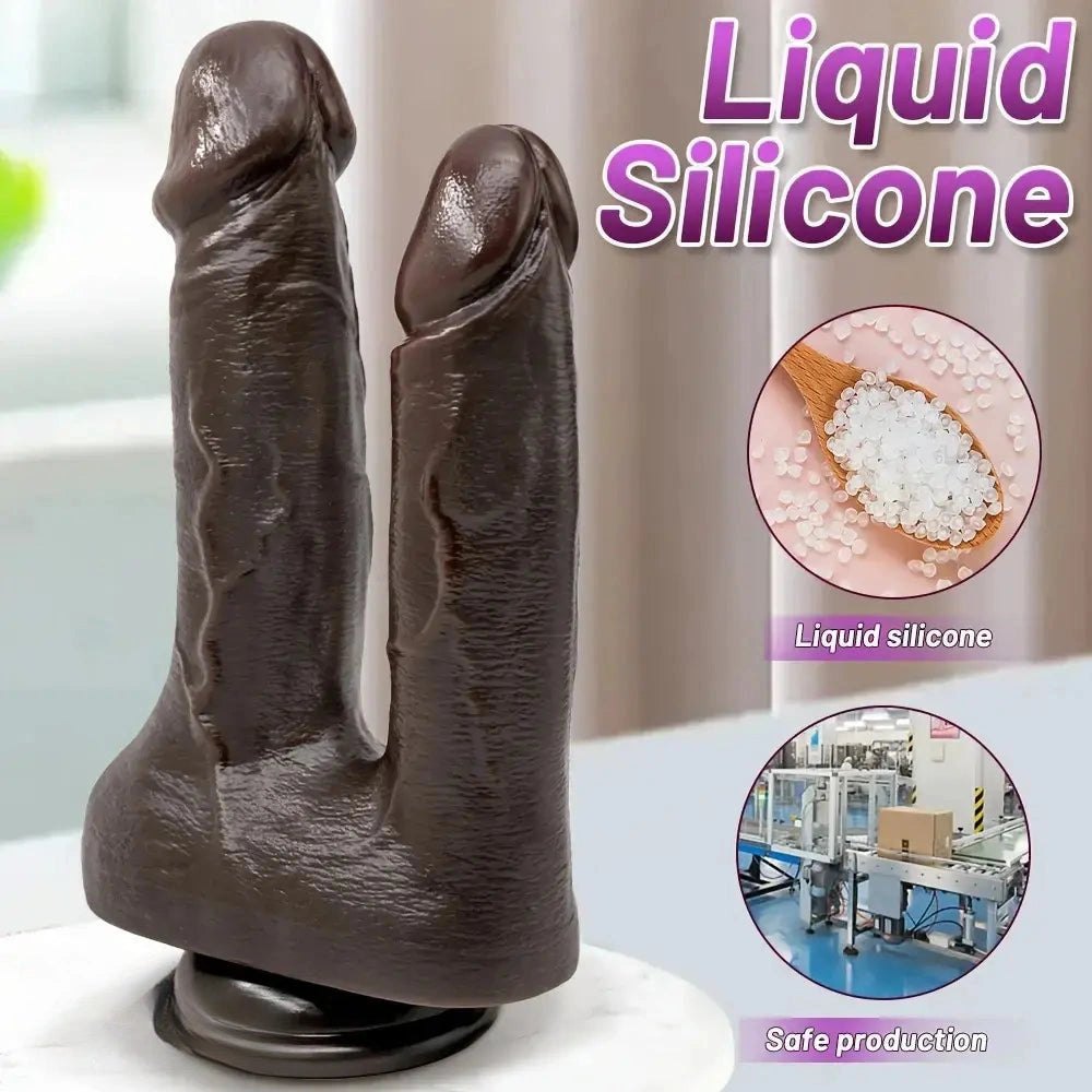 Coffee brown double-ended silicone dildo, photo 9