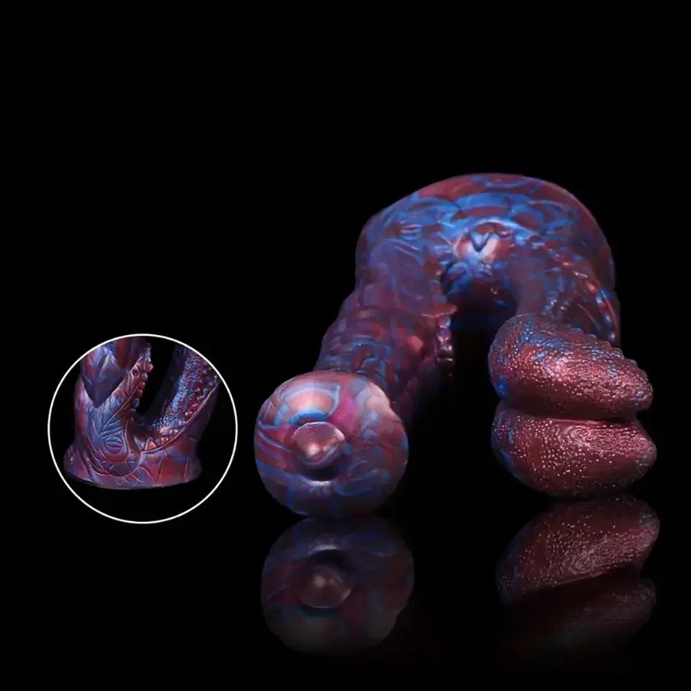 Colorful textured double-ended fantasy dildo, photo 10